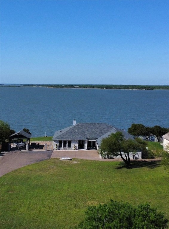 a aerial view of a house with a garden