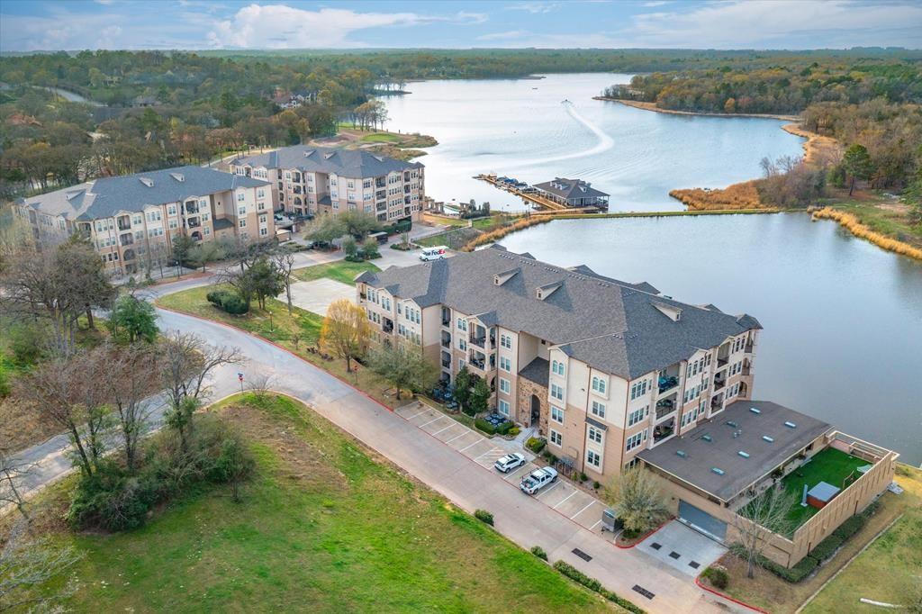 a view of a lake with a city