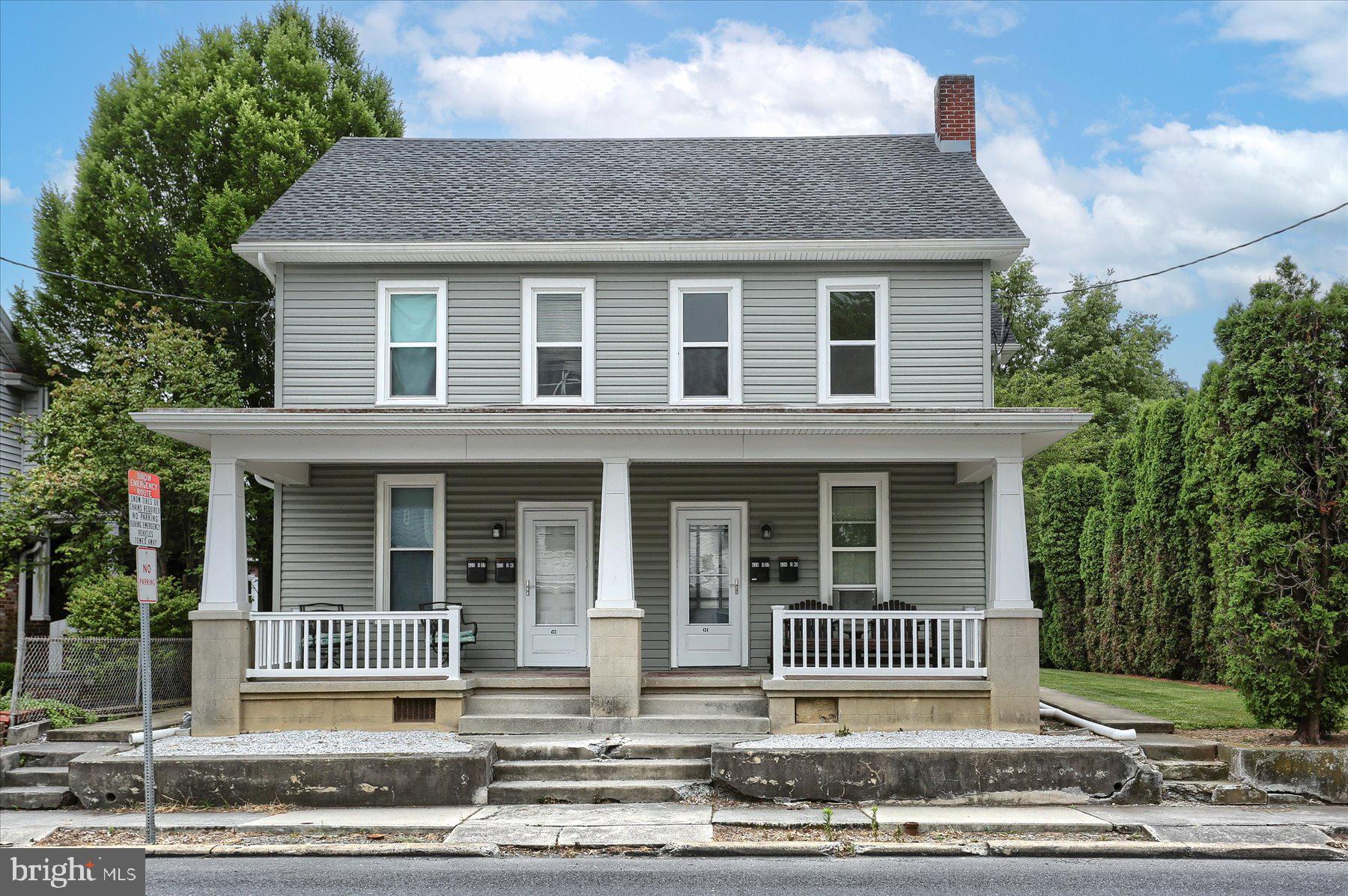 a front view of a house