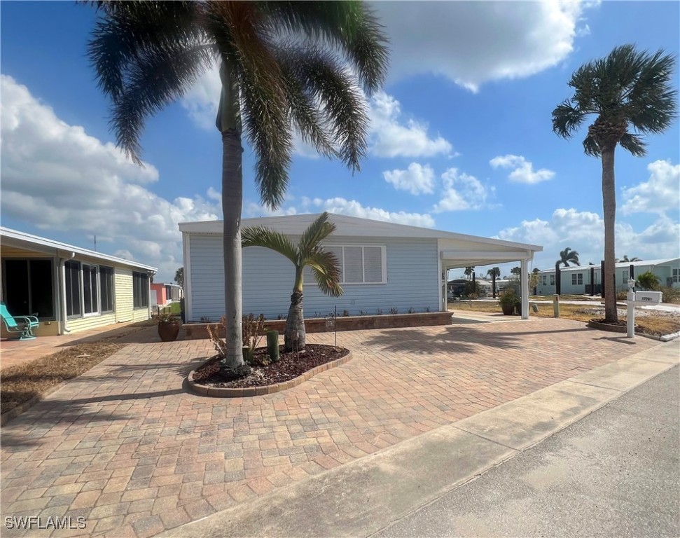 a view of a house with a patio