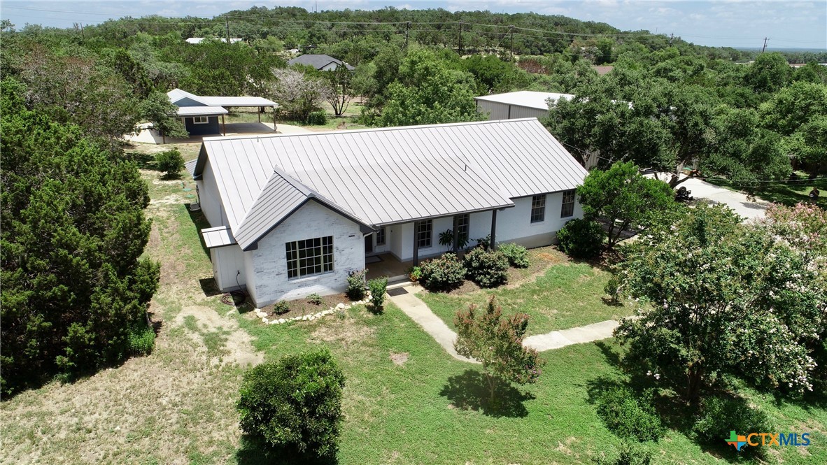 an aerial view of a house