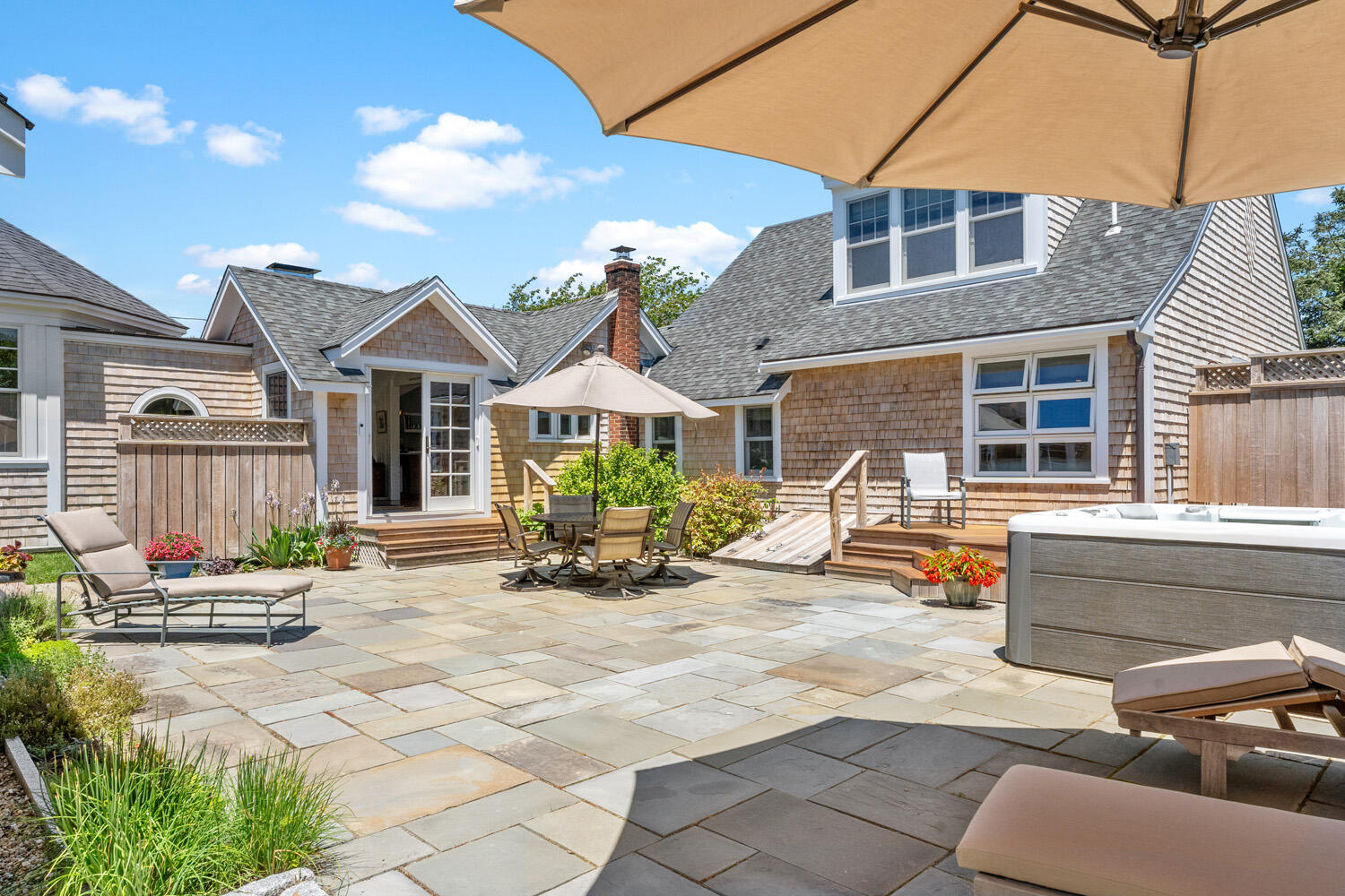 a view of a house with patio