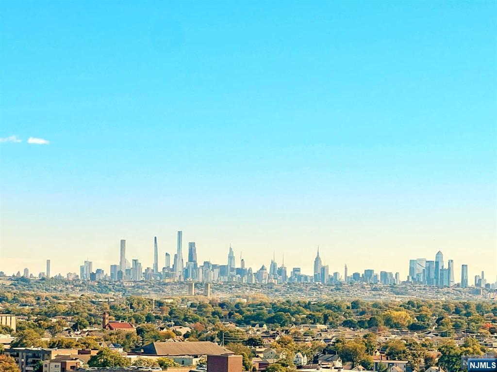 a view of a city with tall buildings in the background