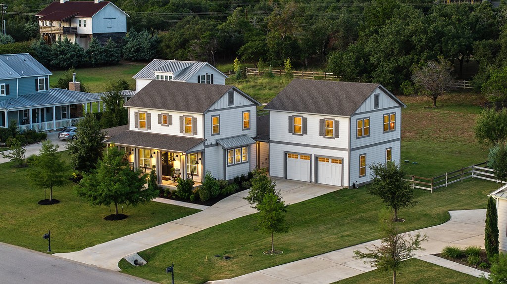 an aerial view of a house