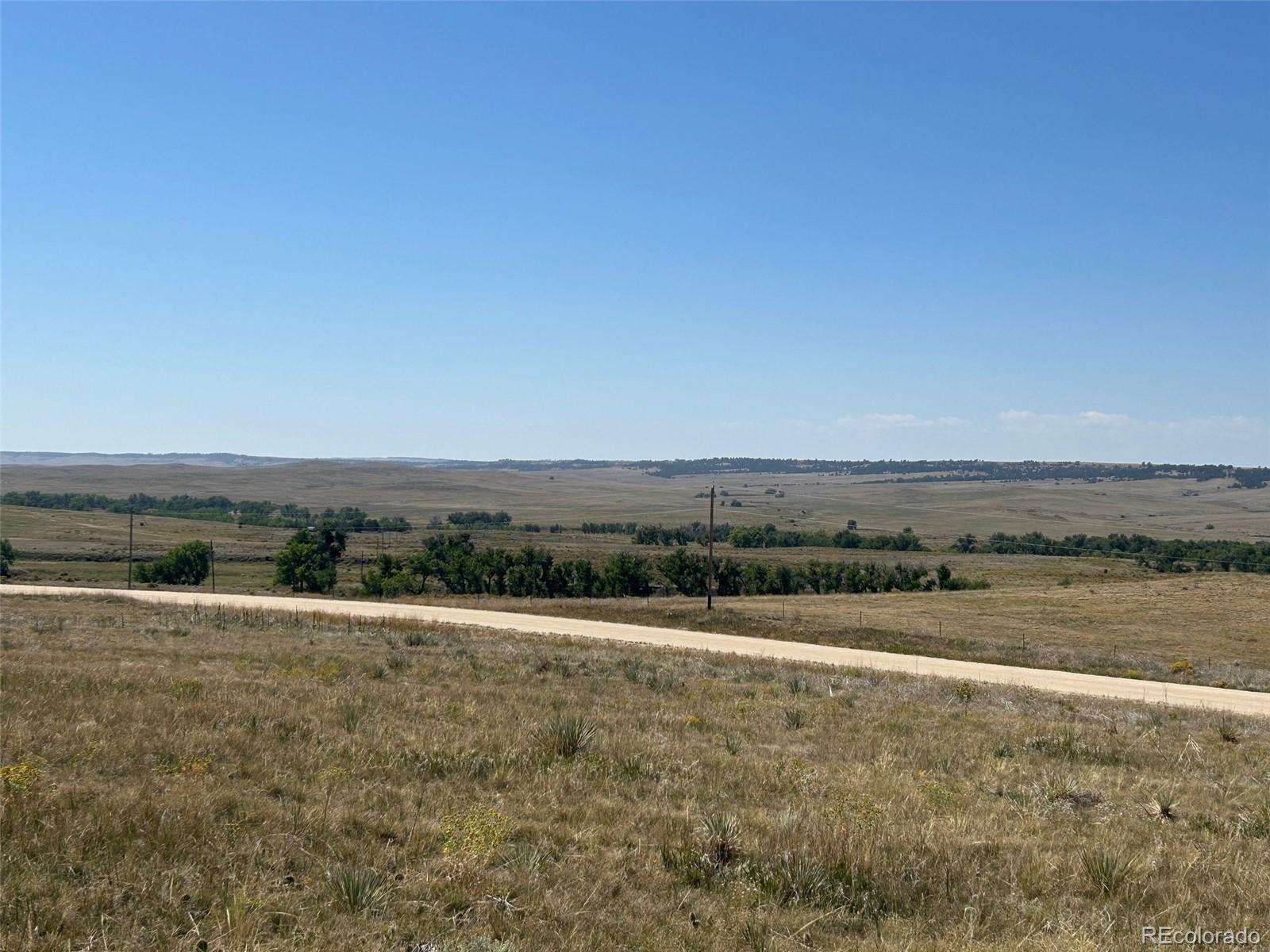 a view of a field with an ocean beach