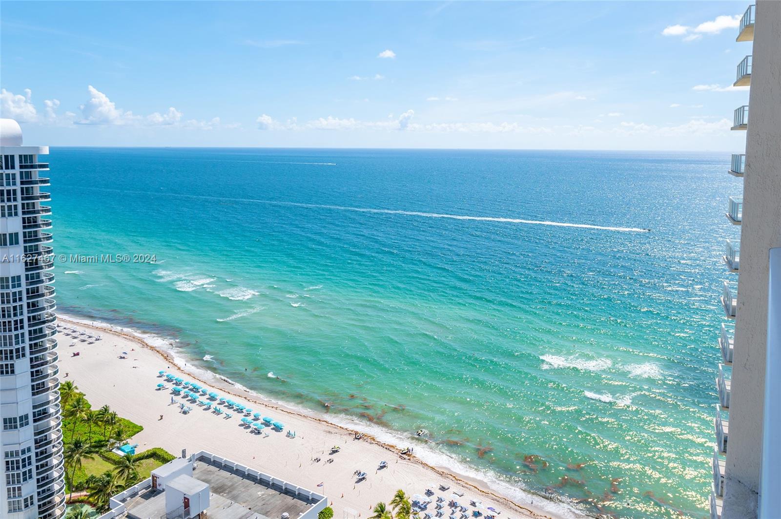 a view of an ocean from a balcony