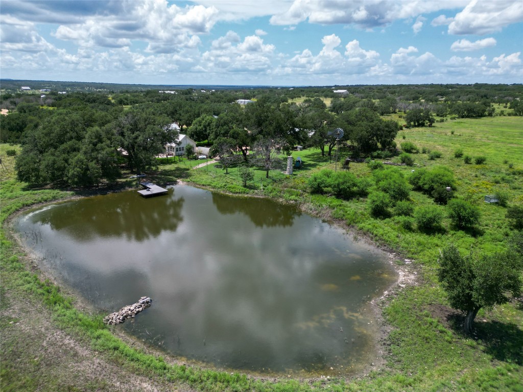 a view of a lake in middle of the town