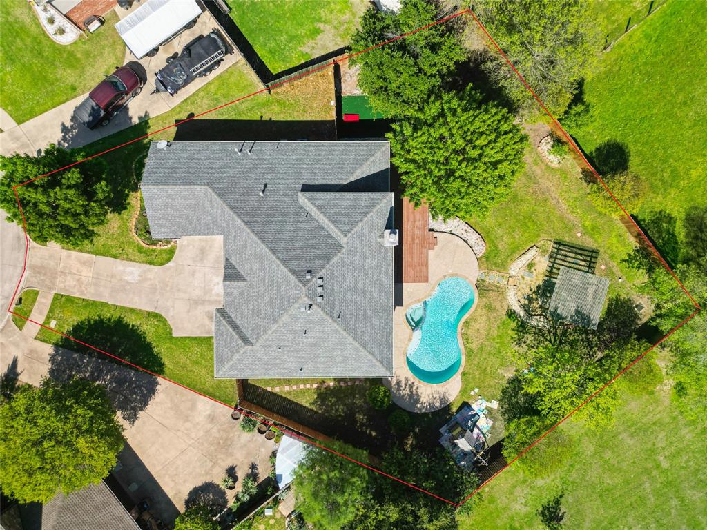 an aerial view of a house