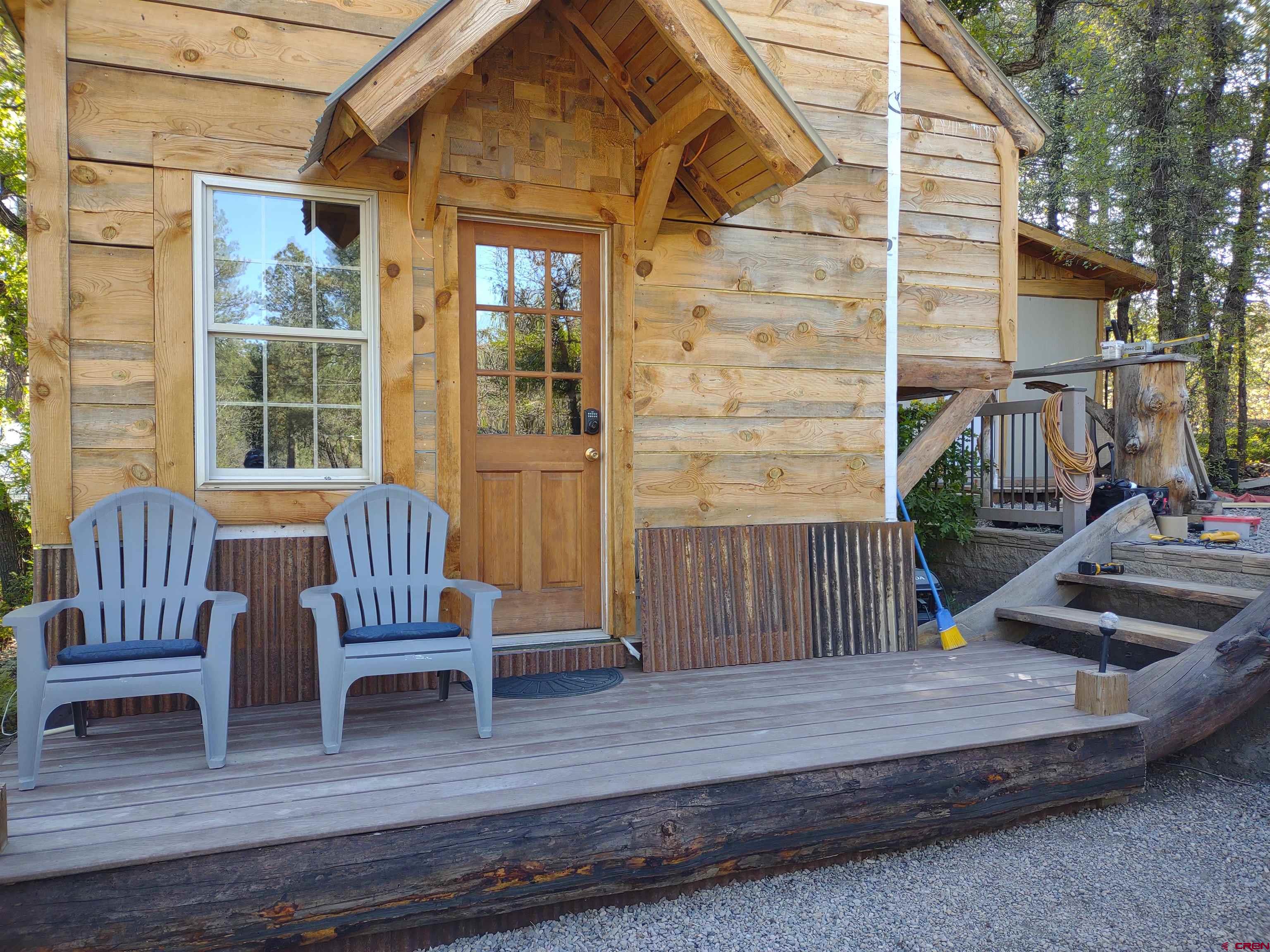 a view of porch with seating space