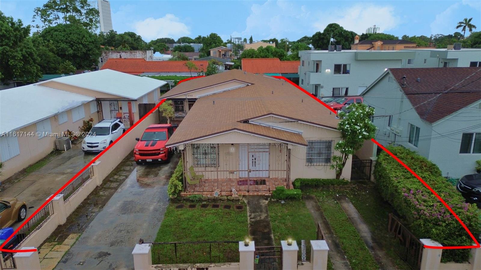 an aerial view of a house