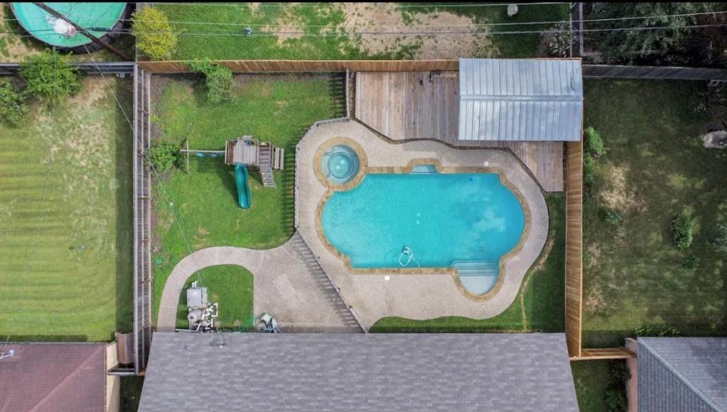 an aerial view of a house