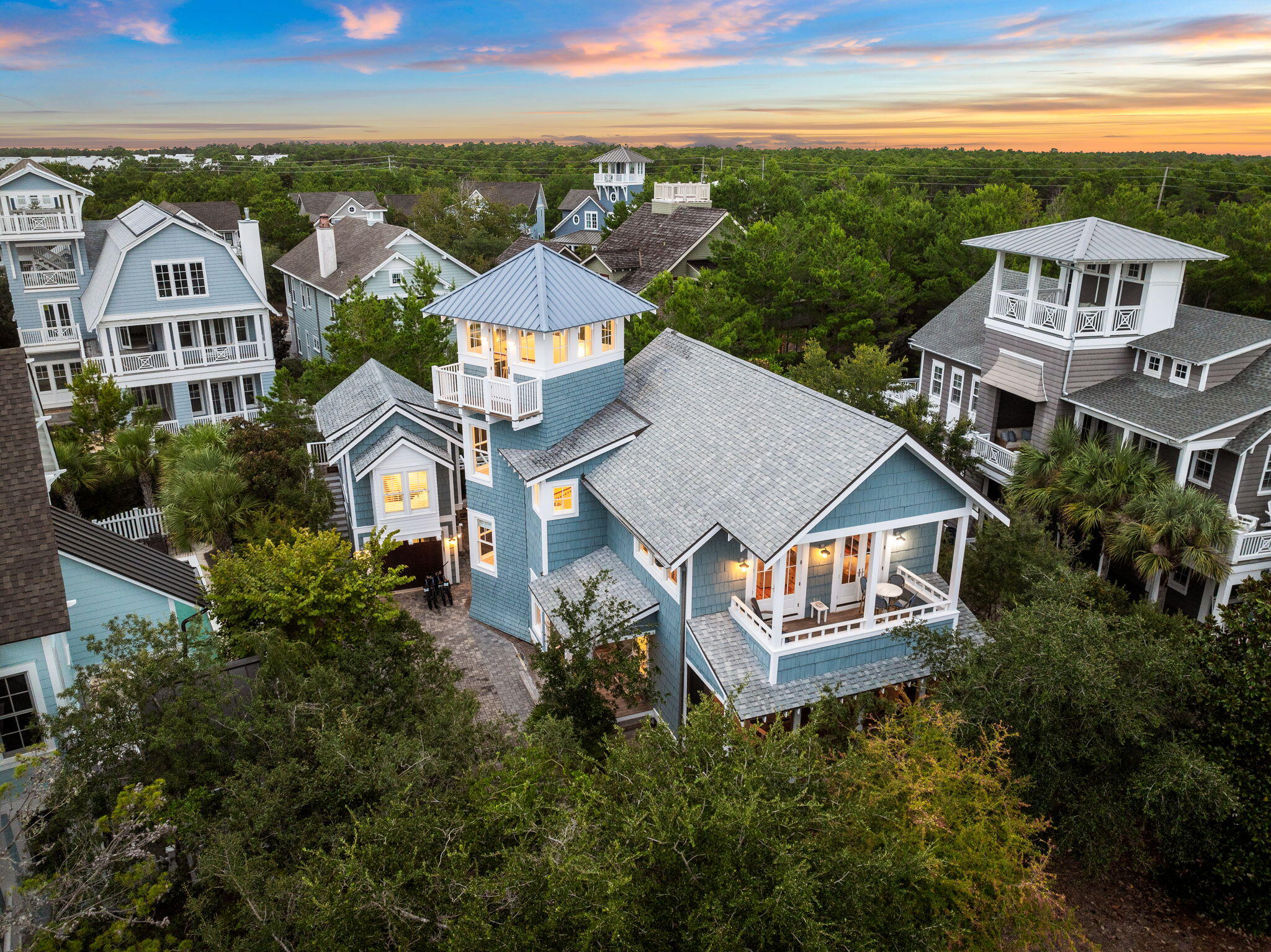 an aerial view of a house