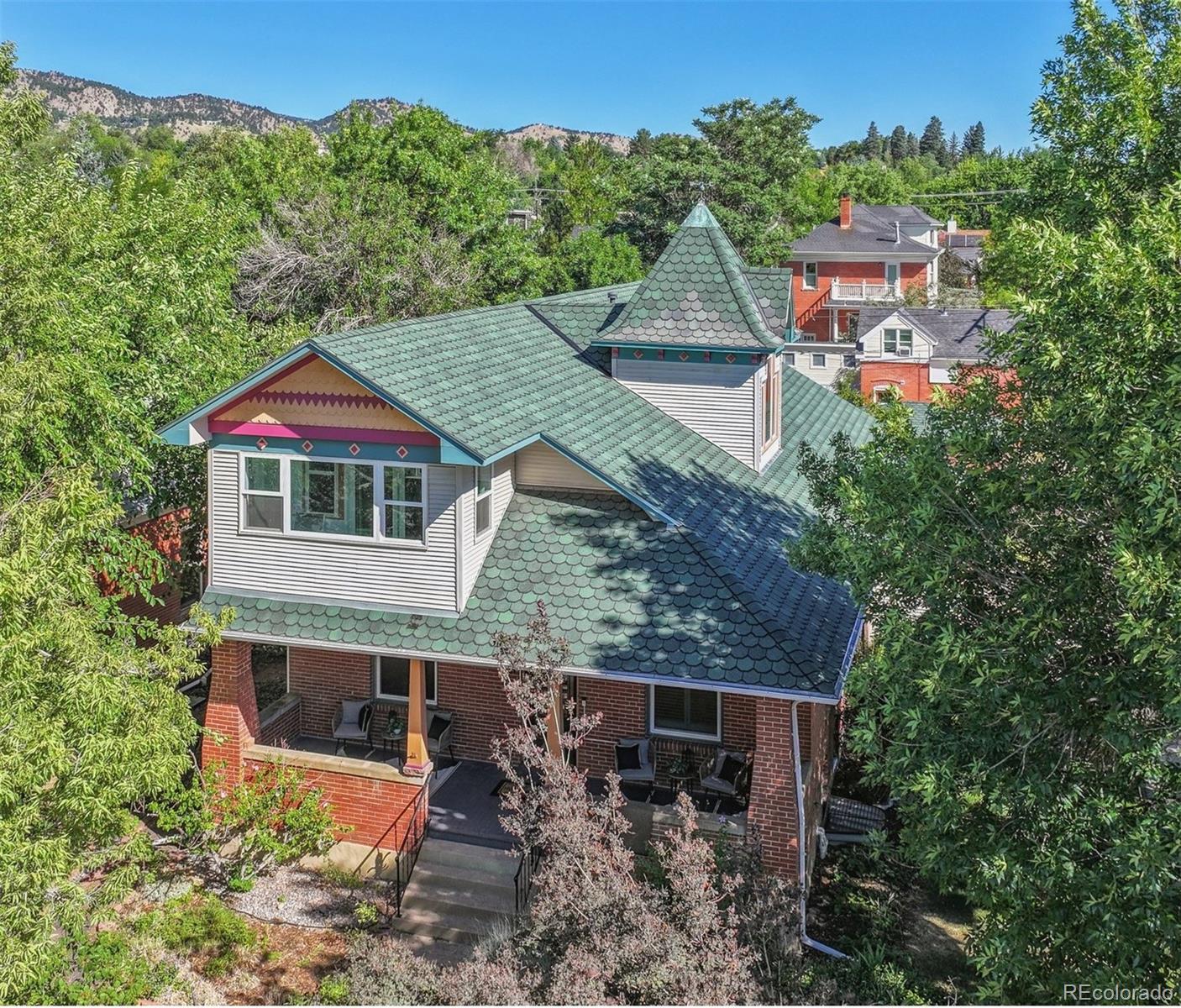 an aerial view of a house