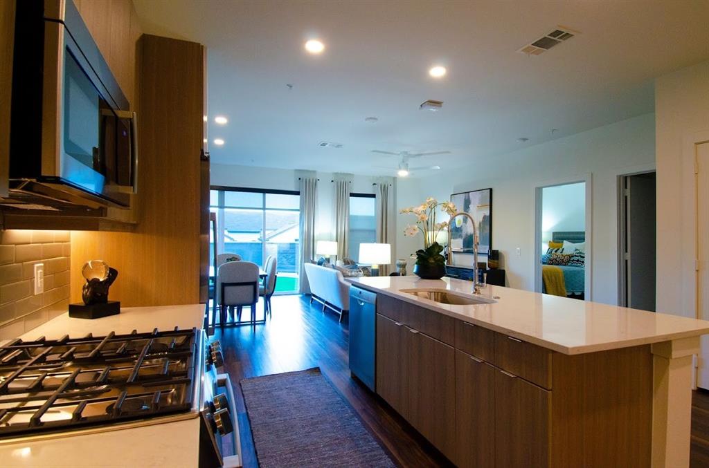 a kitchen with lots of counter top space