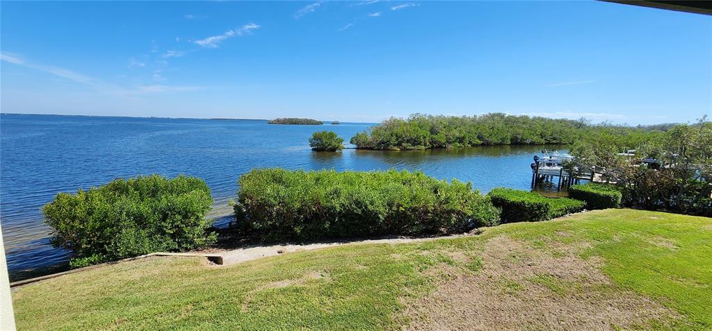 a view of a lake with a building in the background