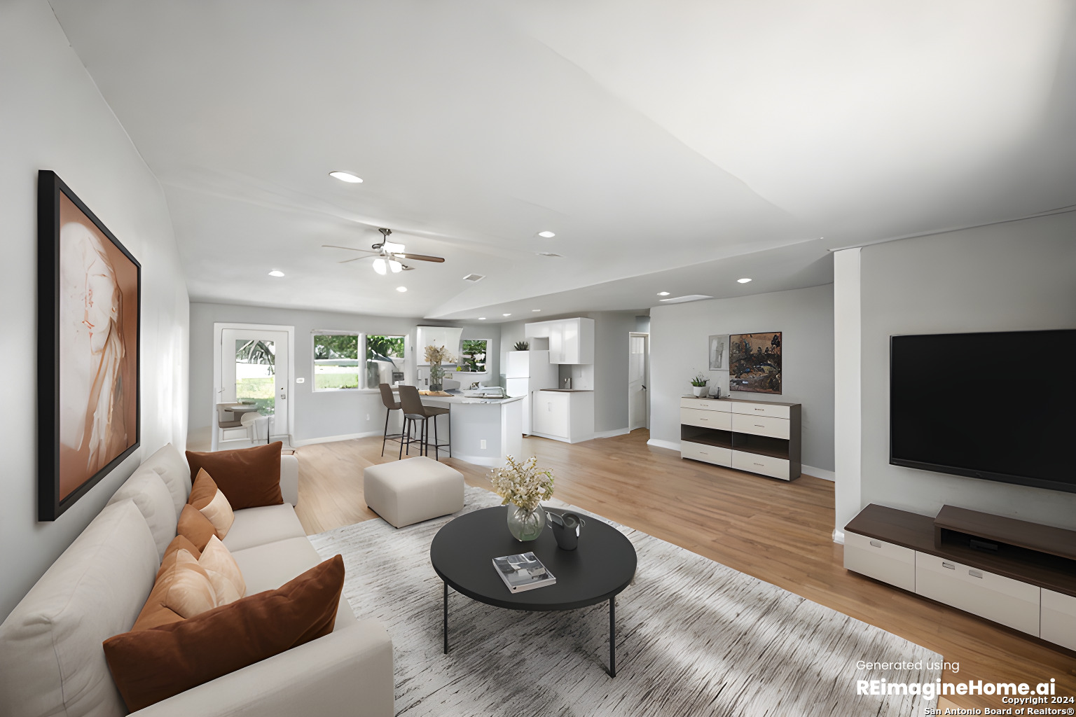 a living room with furniture and a flat screen tv