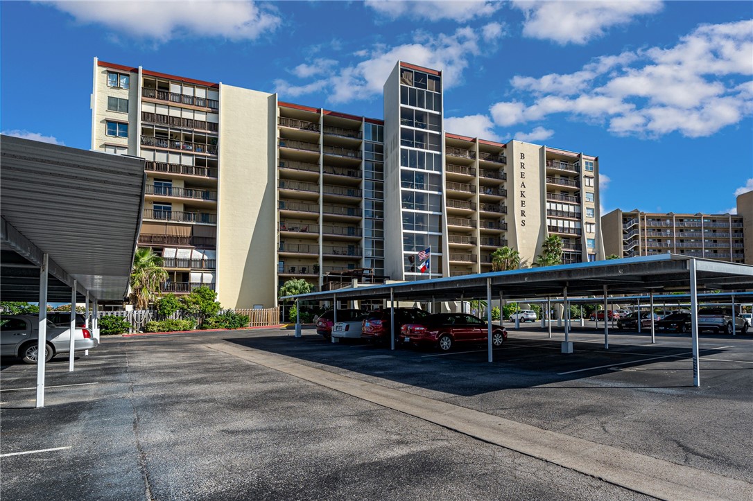 a front view of building with outdoor space