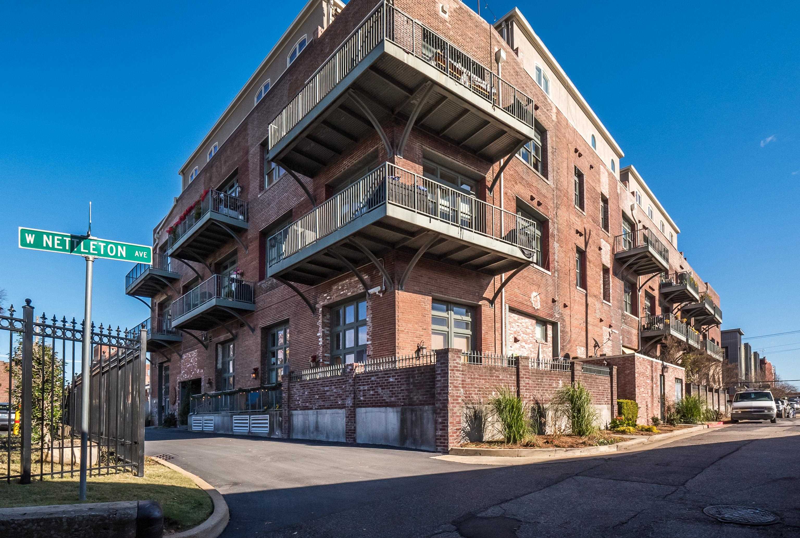 a view of a building with a street