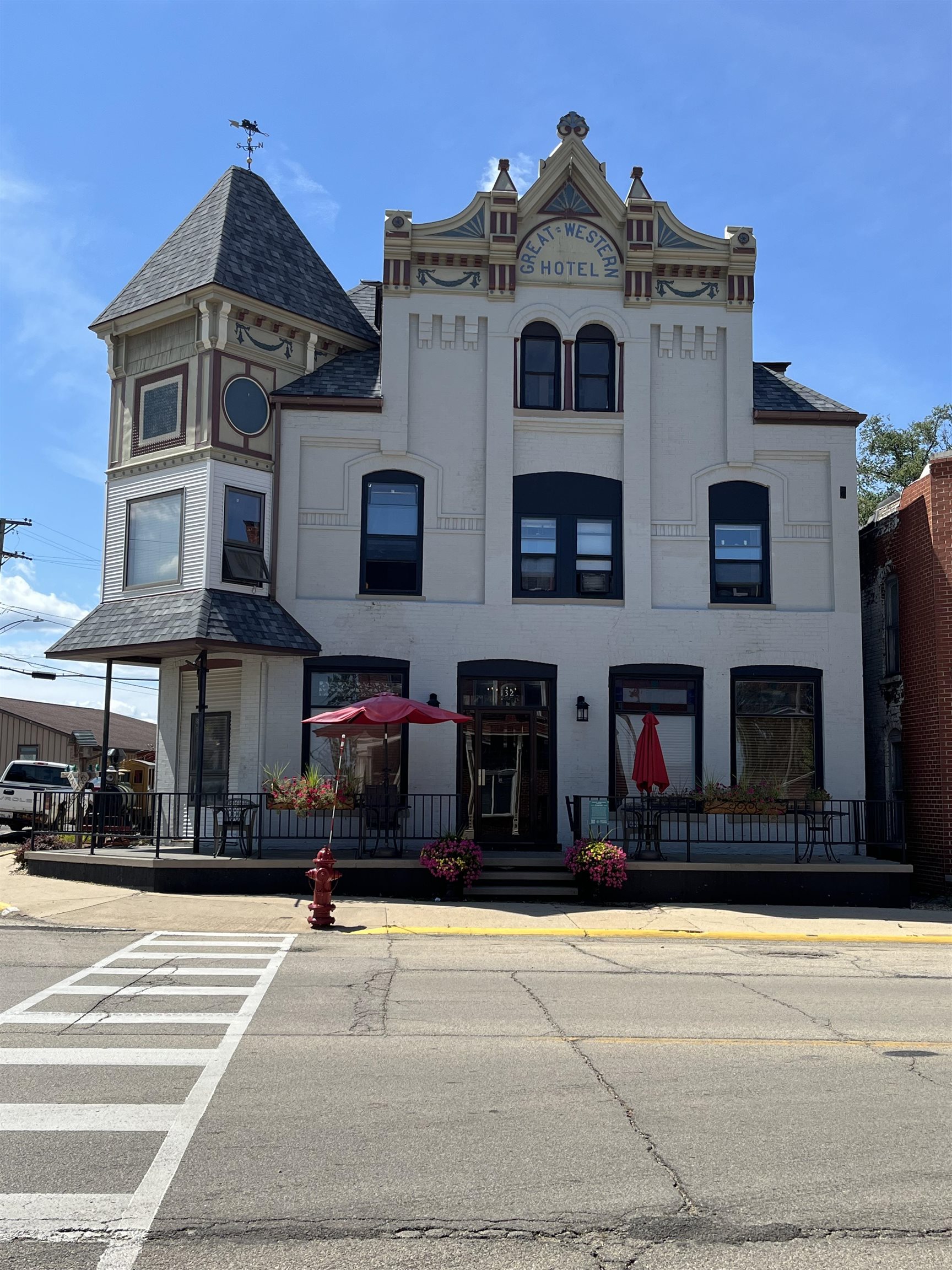 a view of a building with many windows