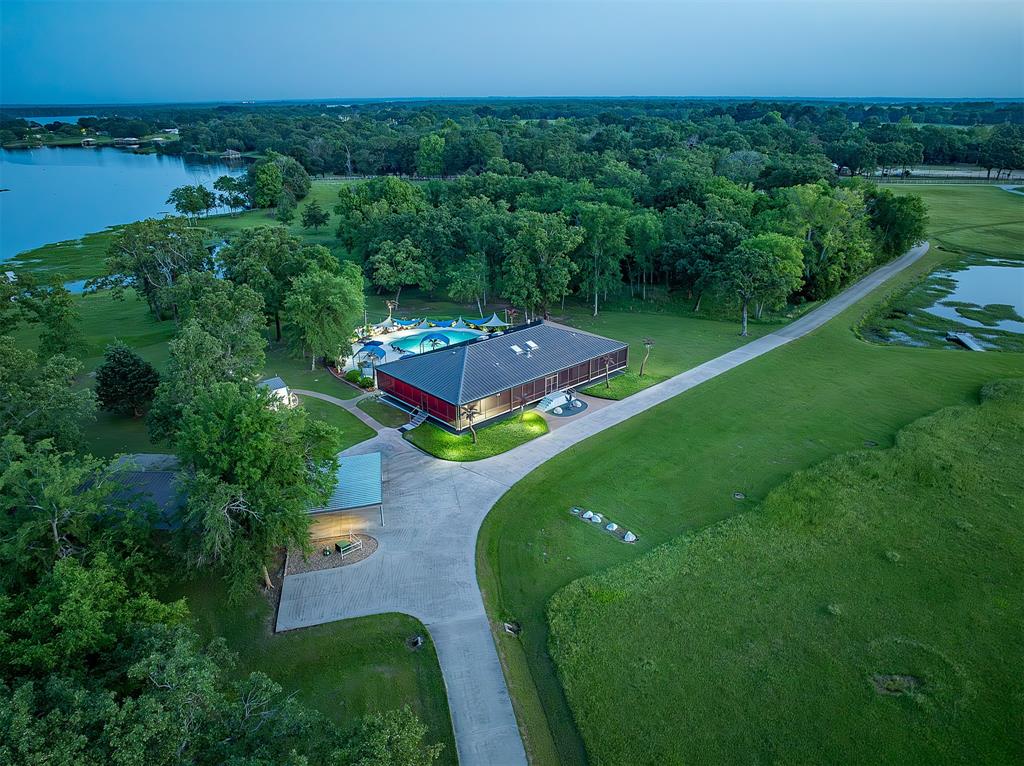 an aerial view of a house