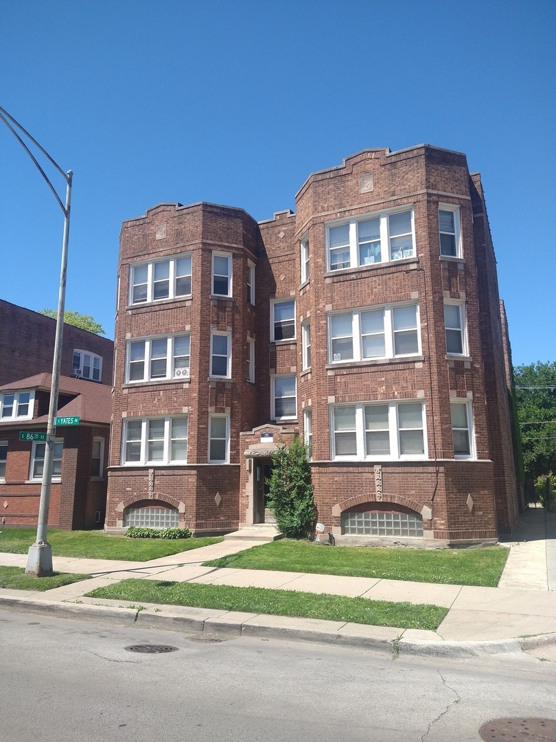 a front view of a building