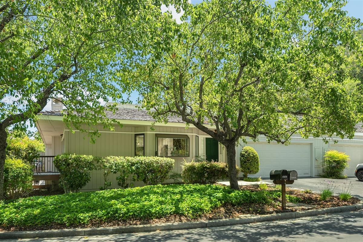 front view of a house with a tree