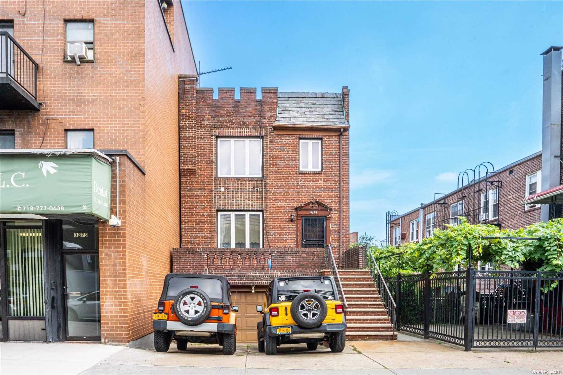 a car parked in front of a building