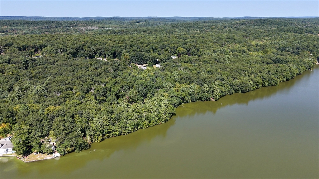 a view of a lake with a mountain in the background