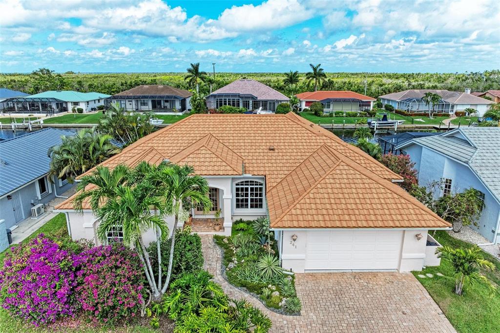 an aerial view of a house