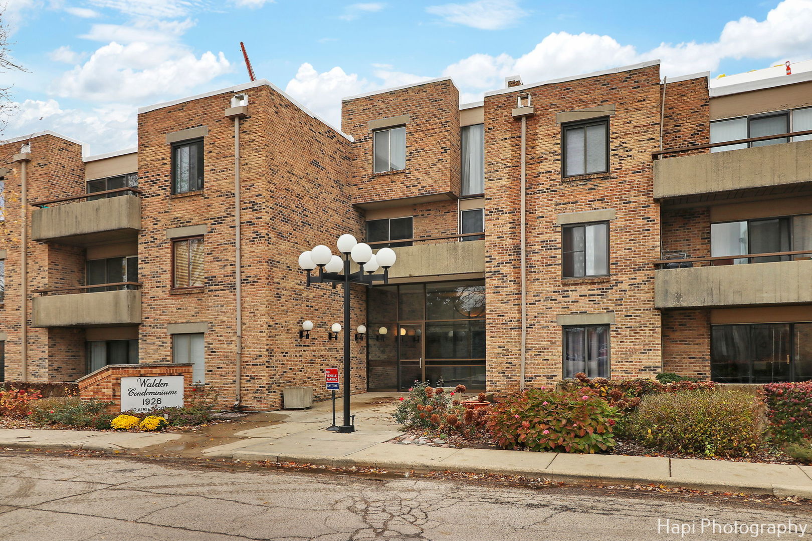 a front view of a multi story residential apartment building