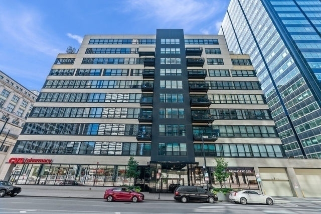 front view of a building with a street