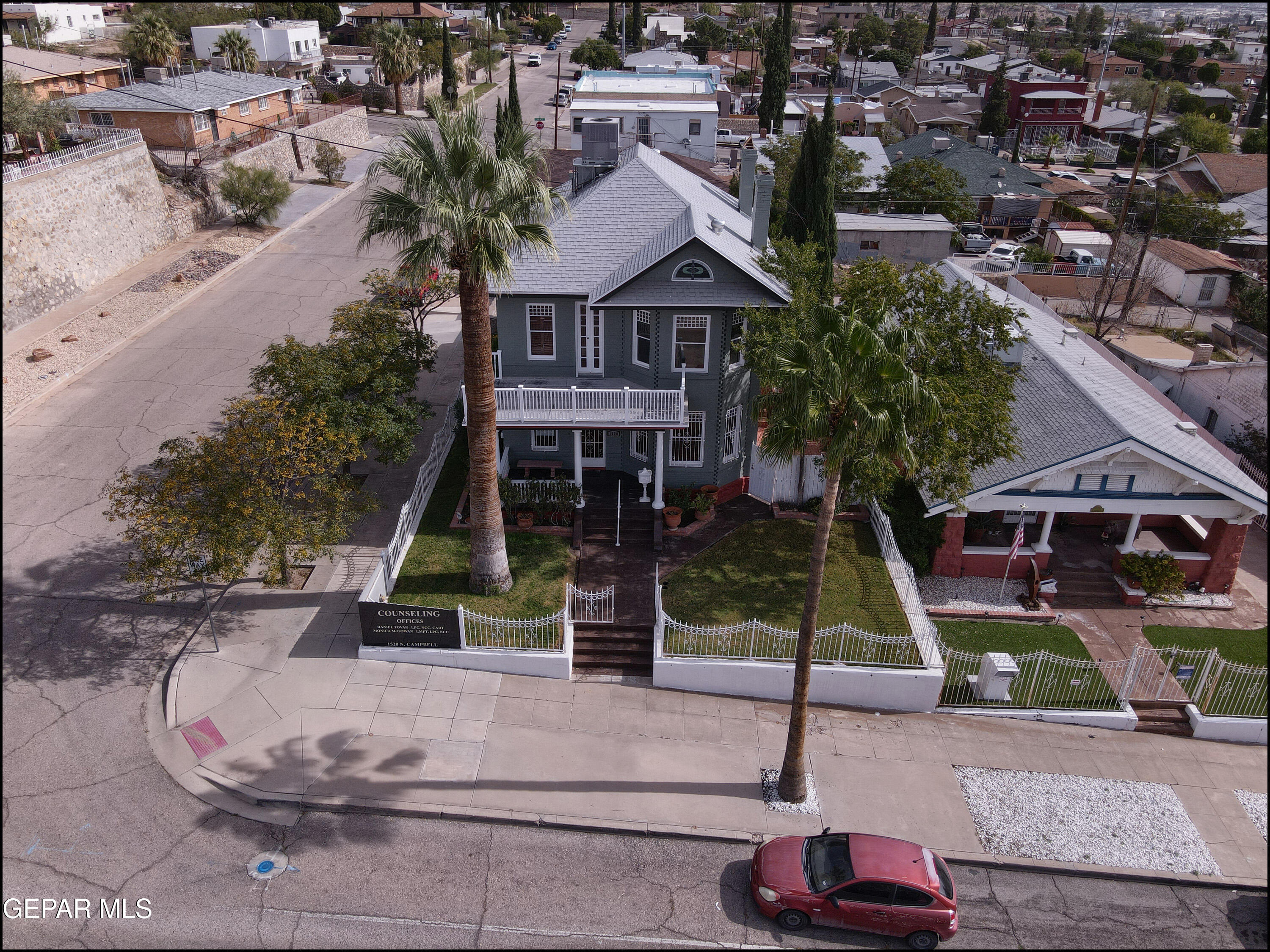 an aerial view of a house