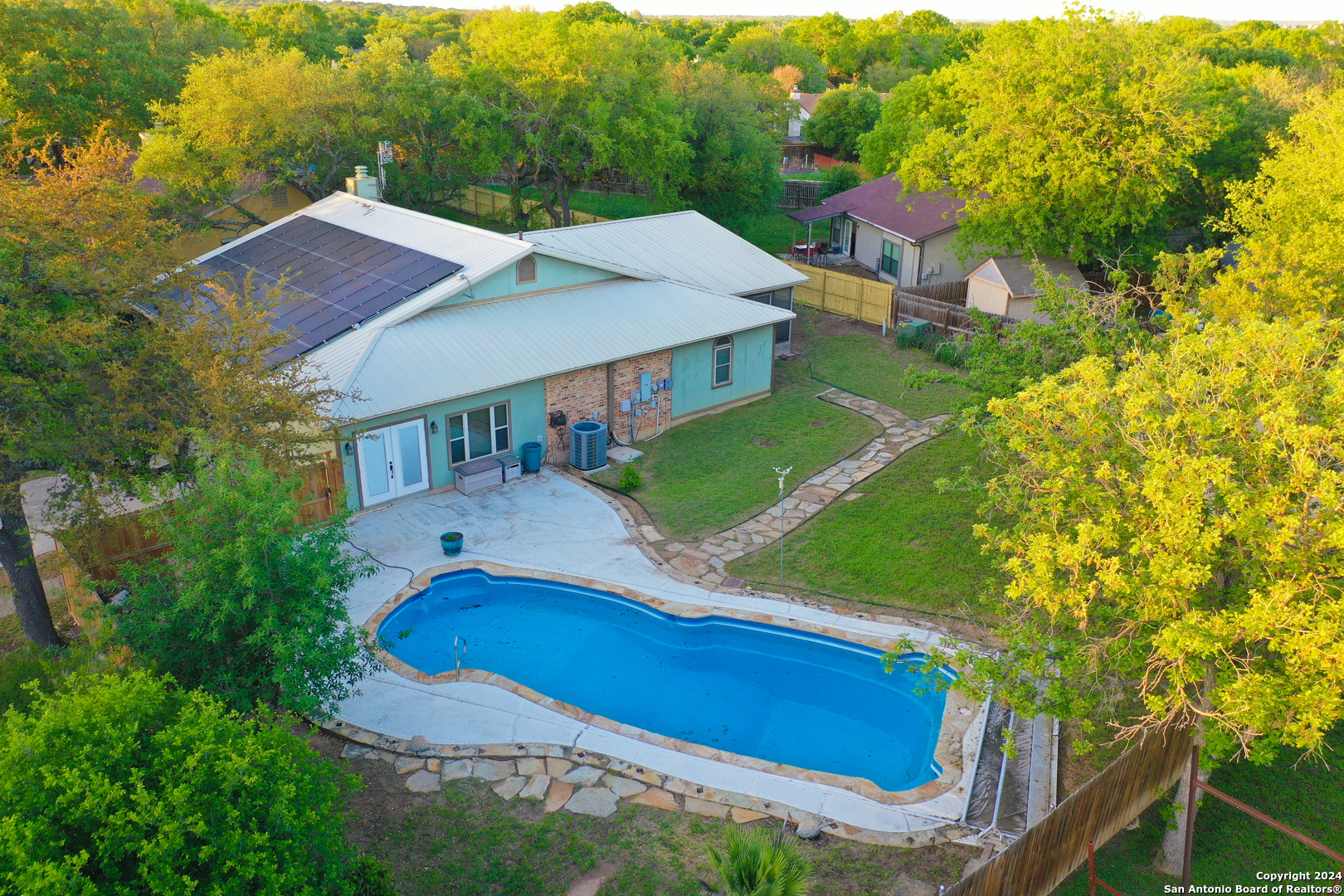 an aerial view of a house