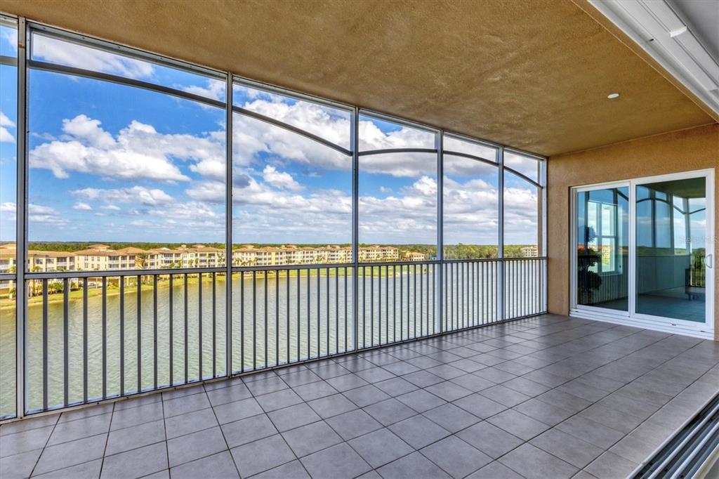 a view of a building from a balcony