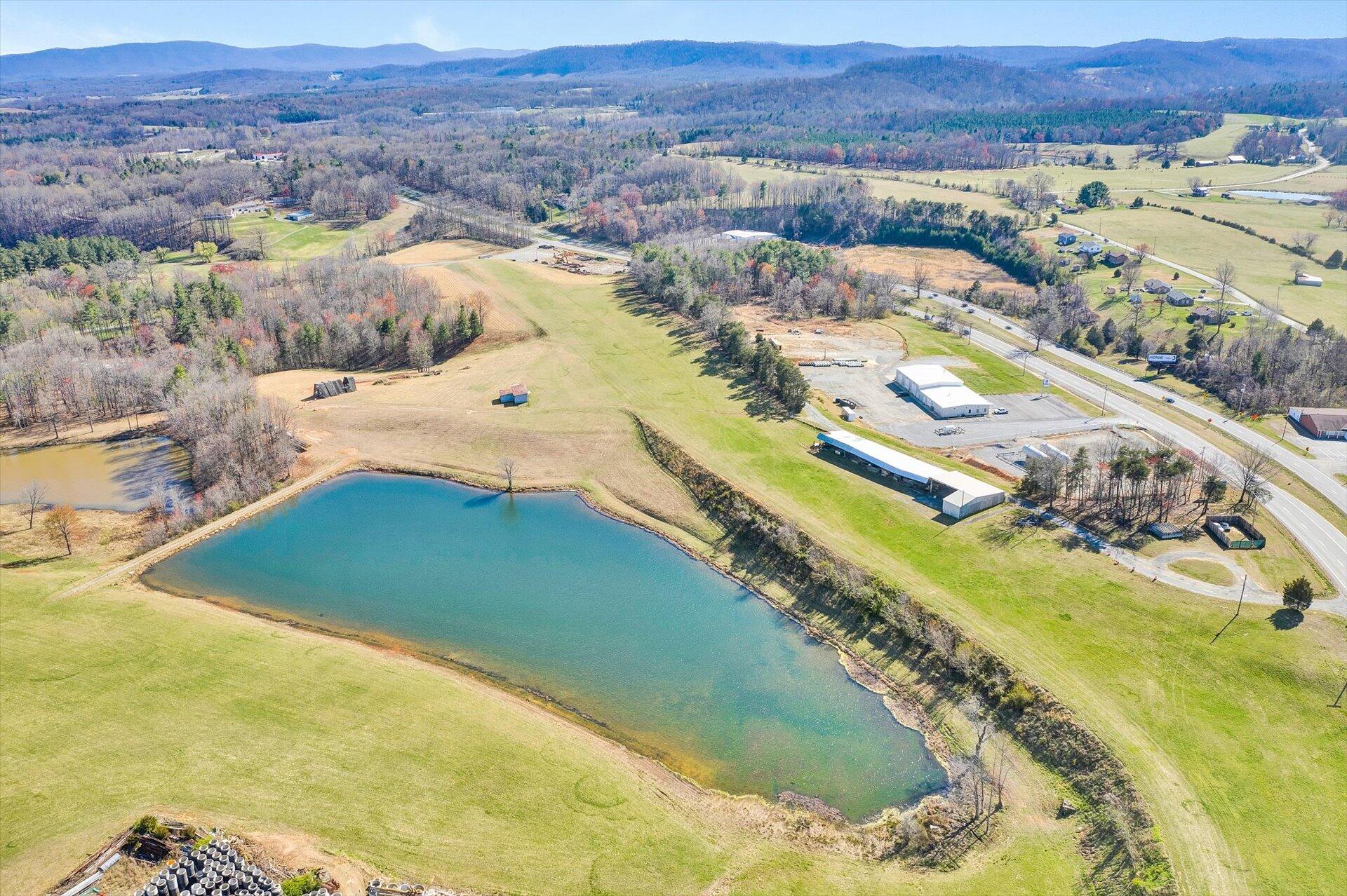 a view of a swimming pool with a mountain