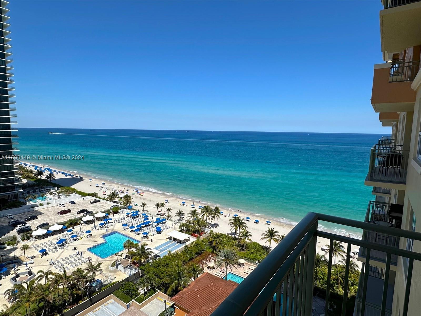 a view of an ocean from a balcony