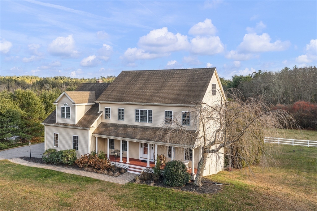 an aerial view of a house