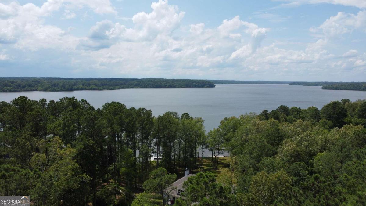 a view of a lake from a yard