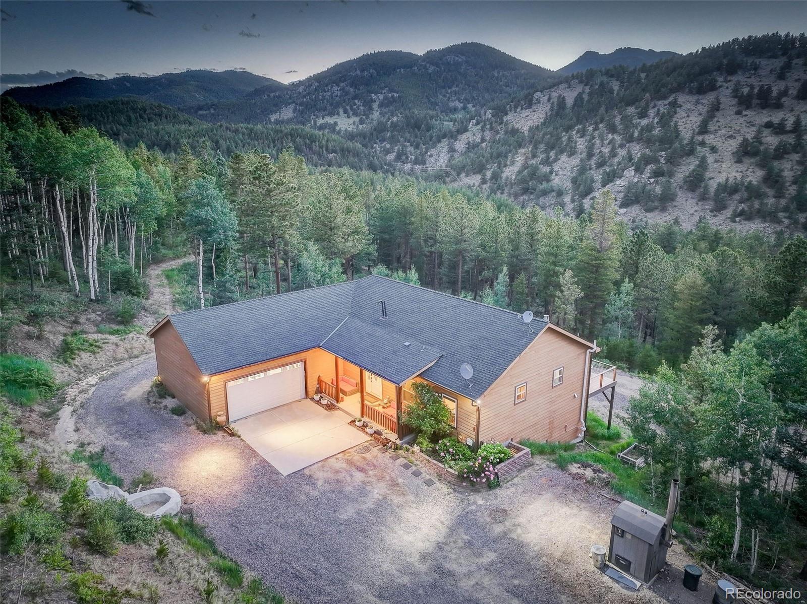 an aerial view of a house