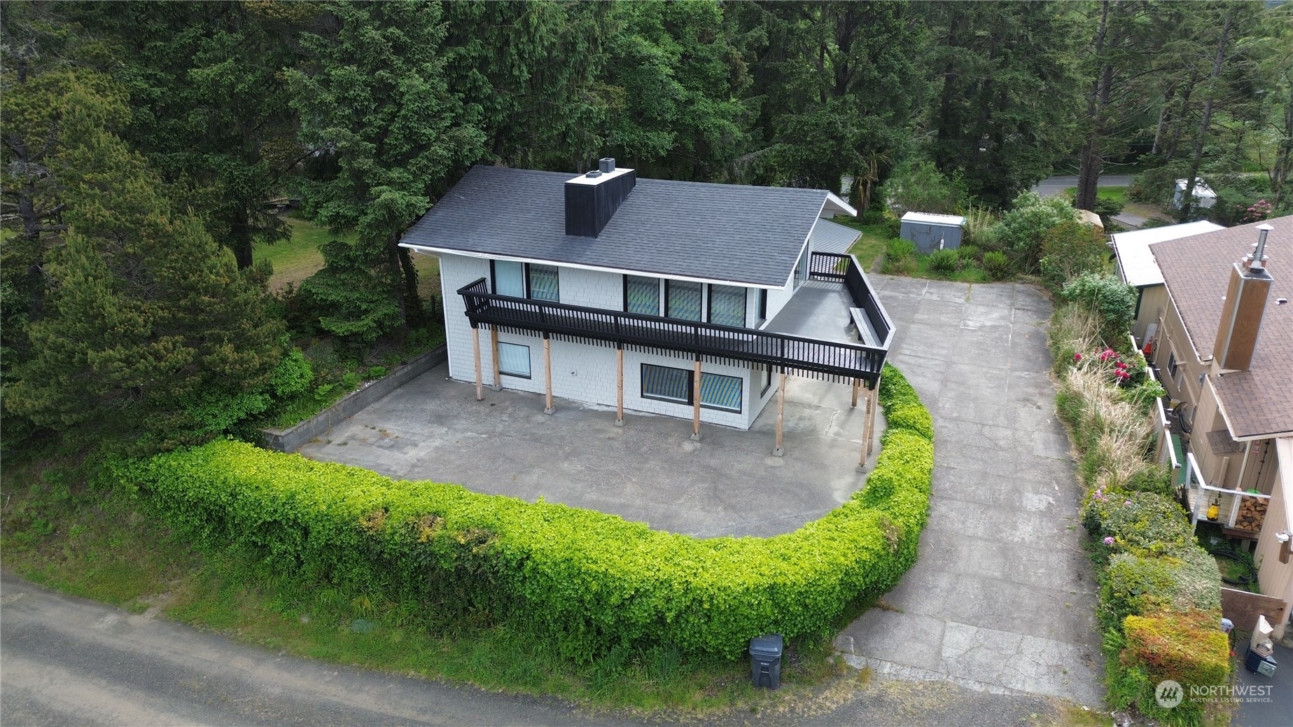 an aerial view of a house