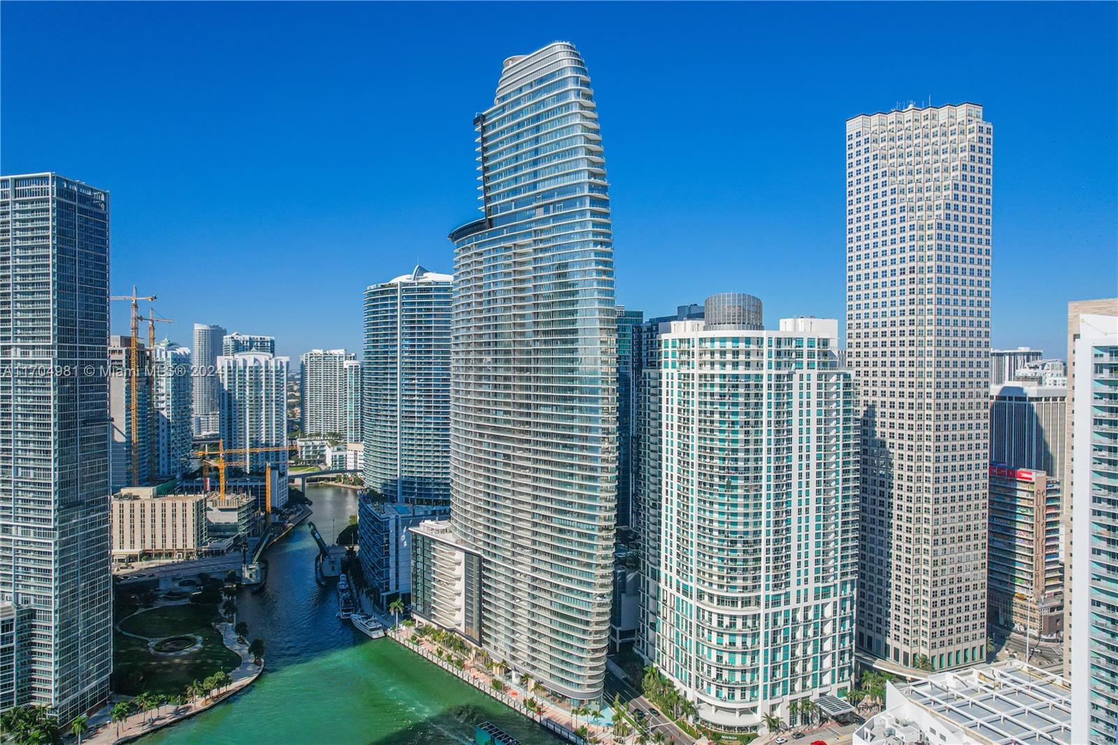 a view of city and tall buildings