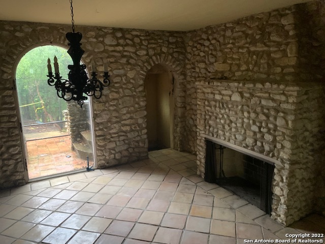 a view of a fireplace in a room