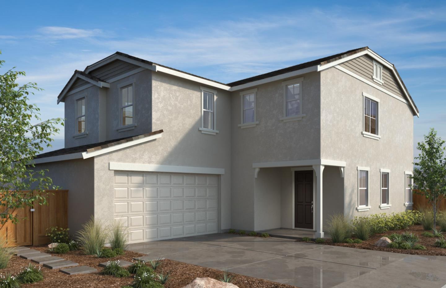 a front view of a house with a garage