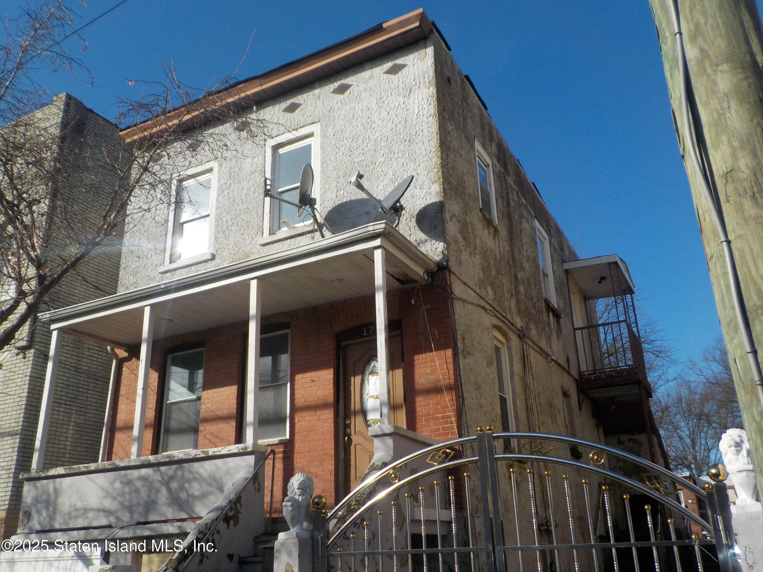 a view of a house with a large window