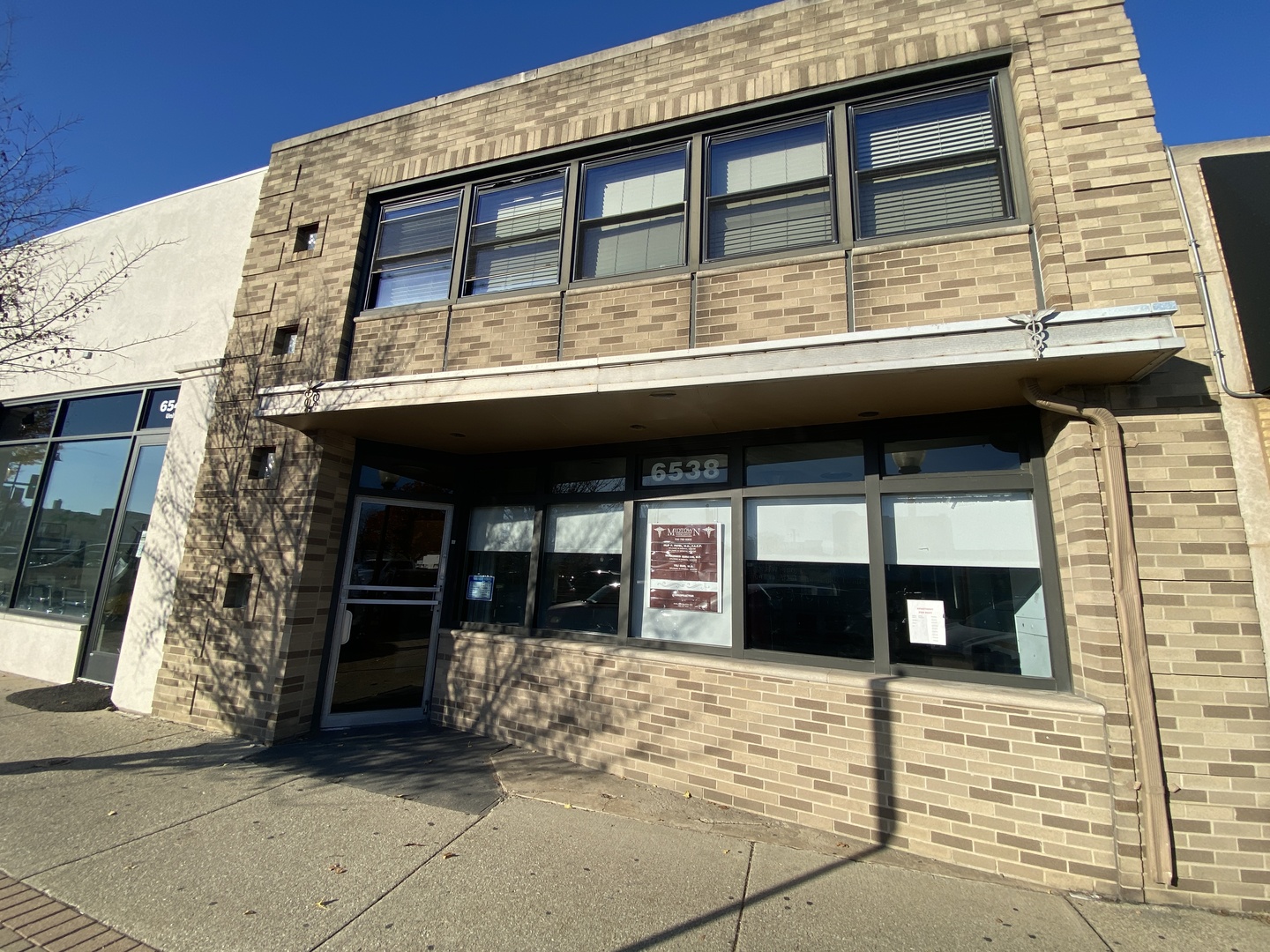 a view of a building with a window