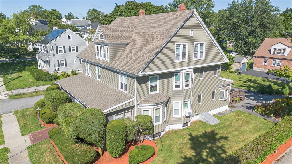 an aerial view of a house