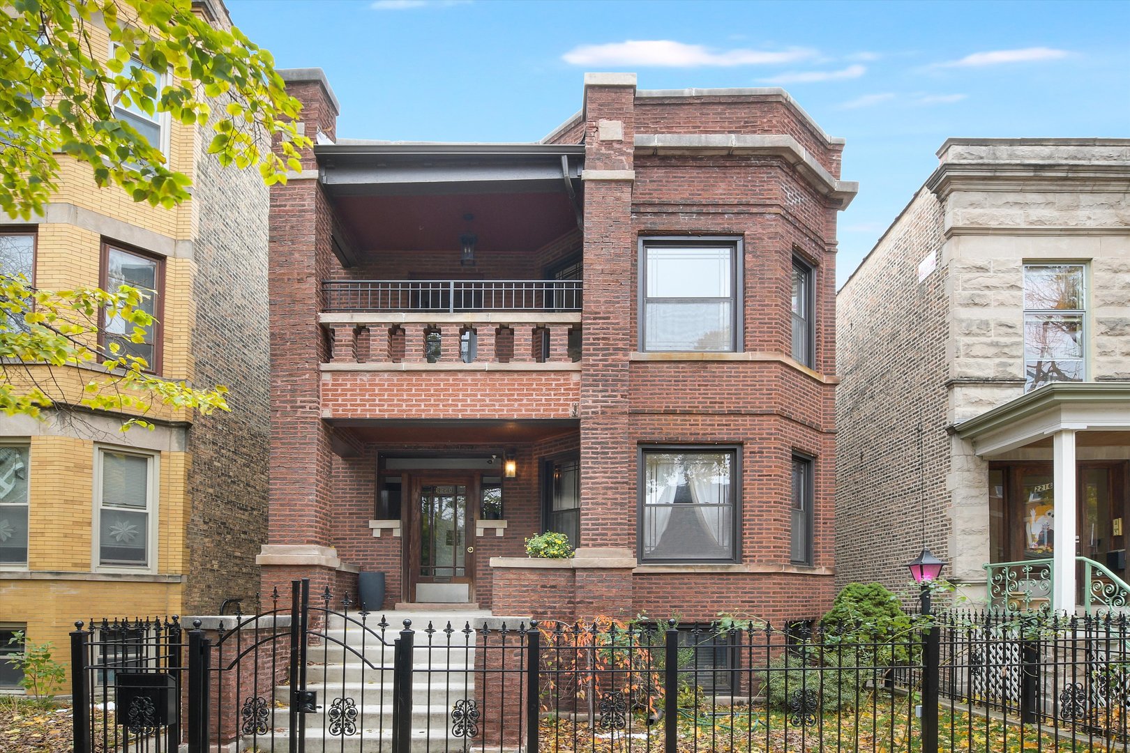 front view of a brick building