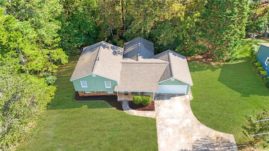 an aerial view of a house