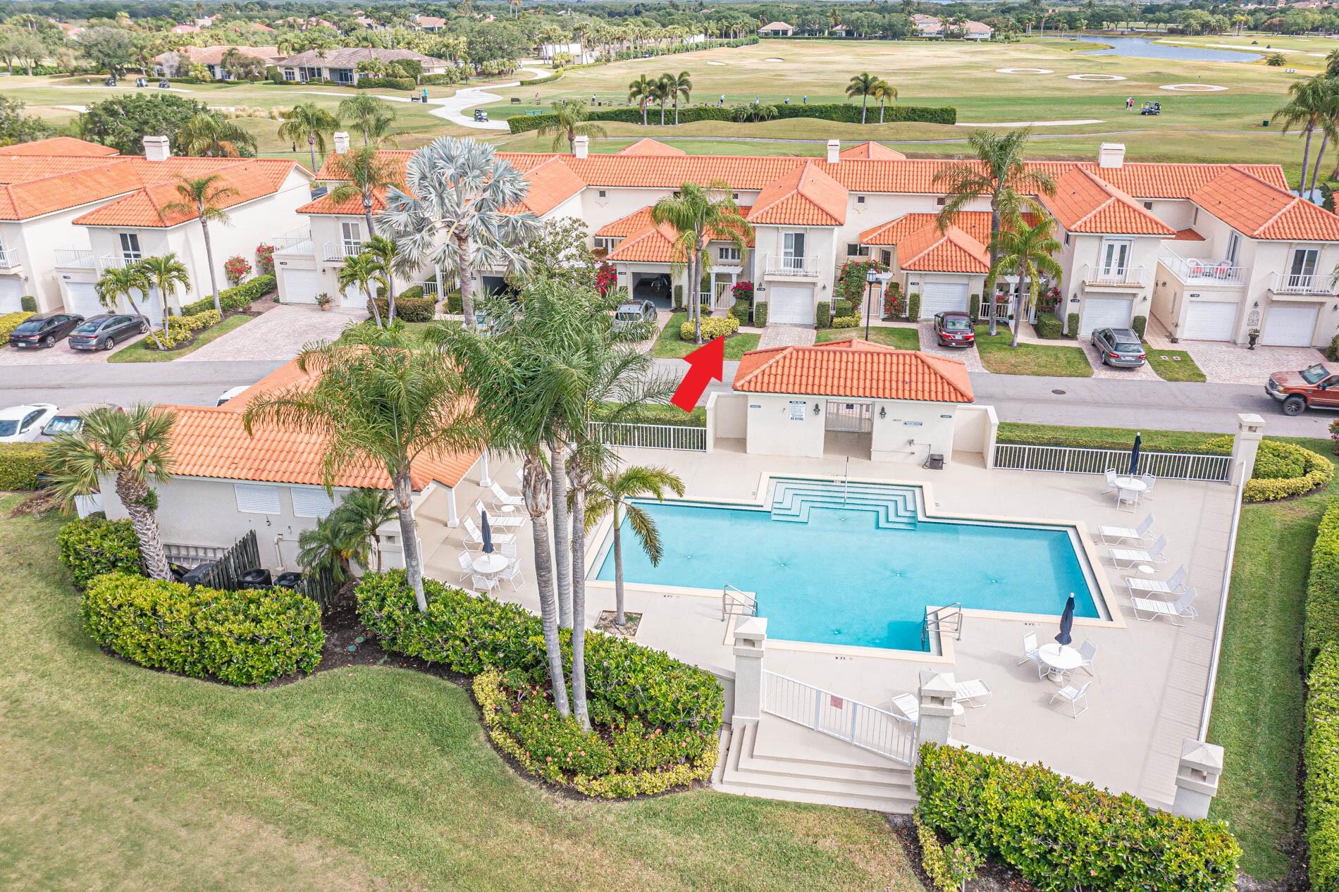 aerial of home & community pool