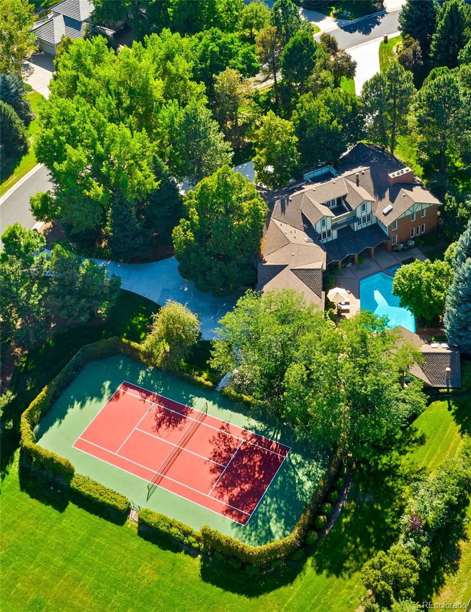 an aerial view of a house